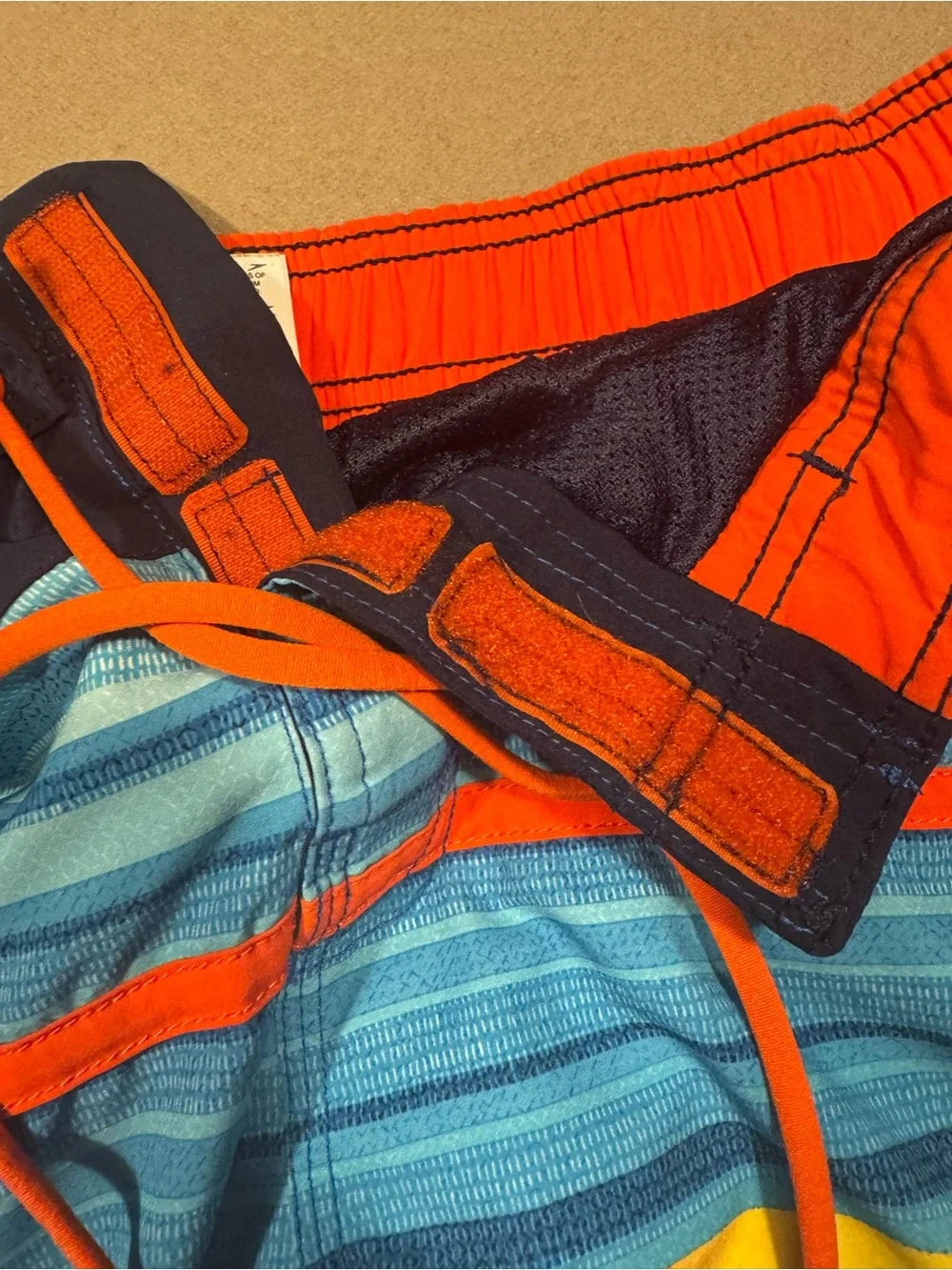 Men's Striped Swim Trunks with Orange Drawstring Speedo medium